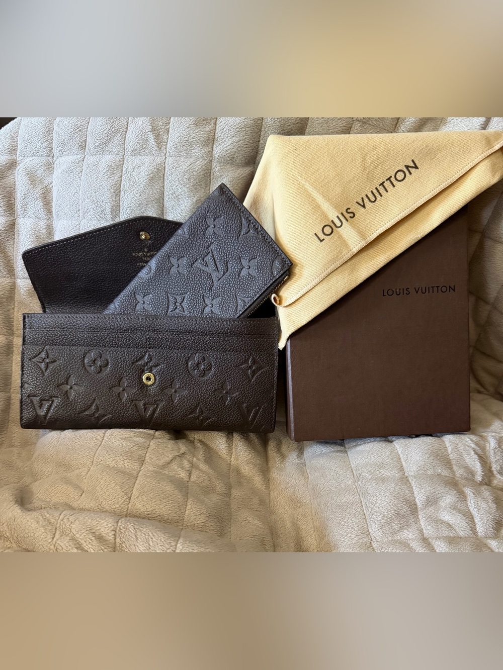 Louis Vuitton Chocolate Brown Empreinte Monogram Continental Long Wallet w/pouch